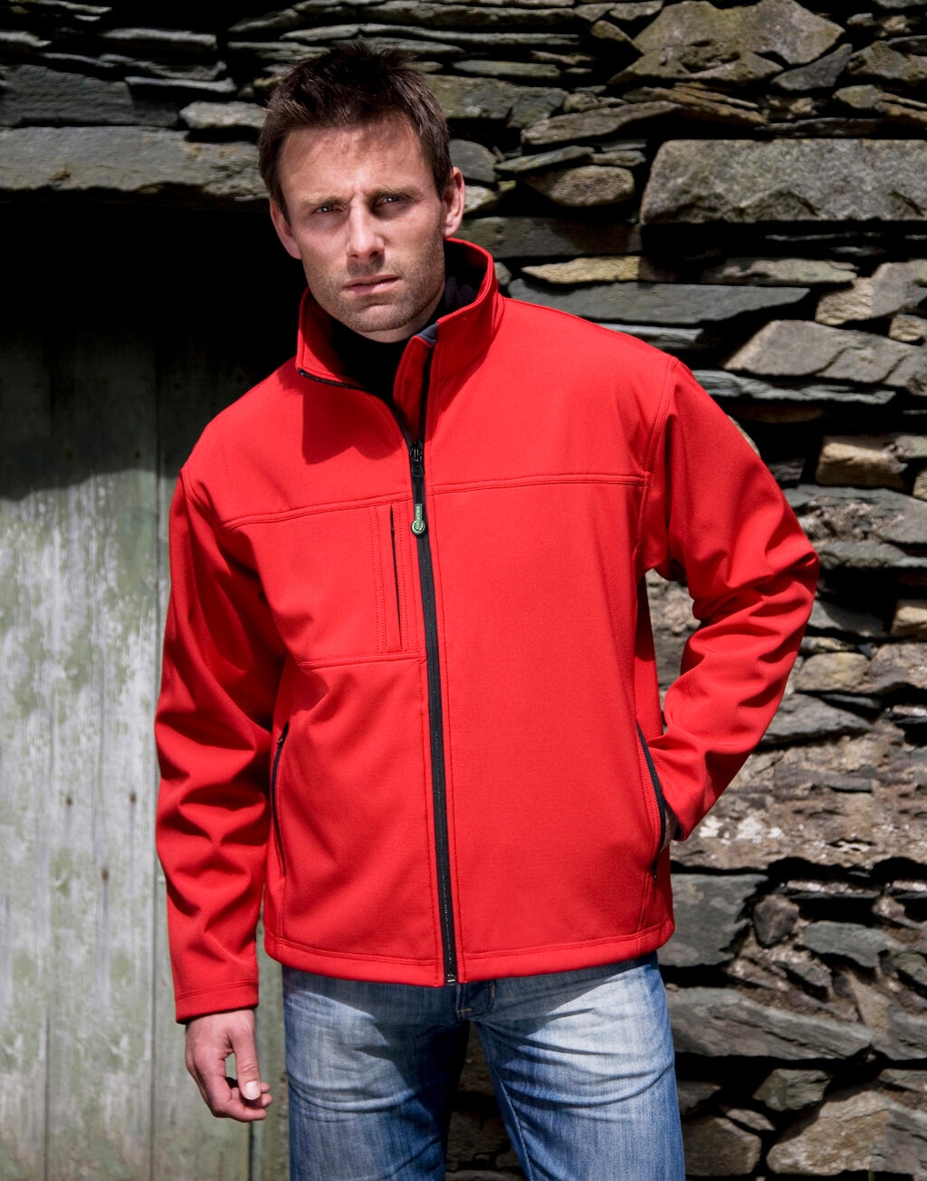 Result Herren Softshelljacke Classic – Rot, XL, Aus Baumwolle-Elasthan, Mit Reißverschluss