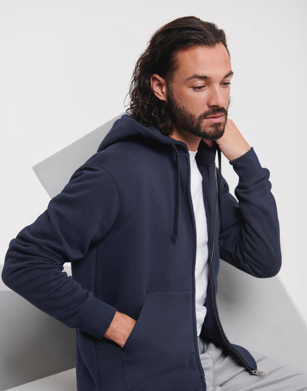 Gilet Zippé Russell Authentic - Homme - 80% Coton, 20% Polyester - Décontracté Et Confortable
