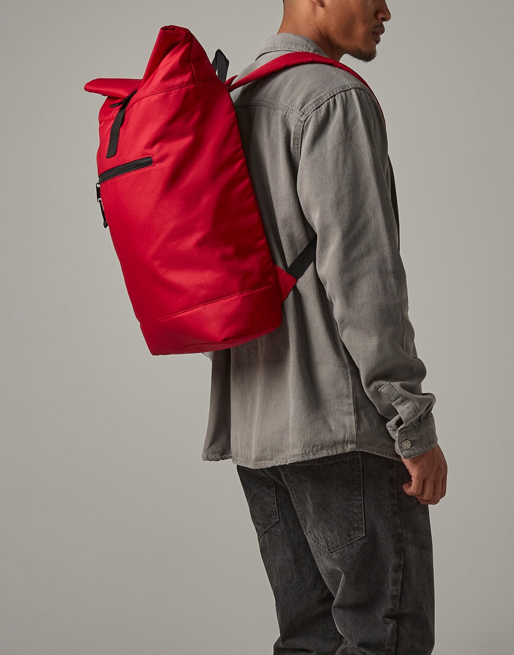 BagBase Recycled Roll-Top Backpack – Unisex, 15.6" Laptop Compatible, 600D Polyester